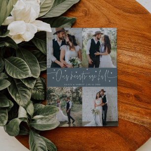 Cartão De Agradecimento Nossos Corações Estão Cheios Foto de Casamento Azu