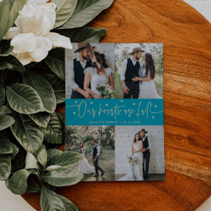Cartão De Agradecimento Nossos Corações Estão Cheios Foto de Casamento Azu