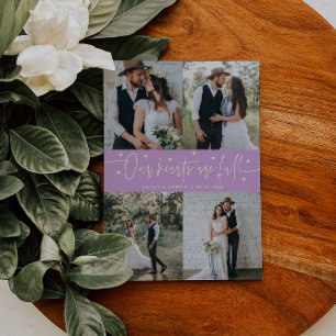 Cartão De Agradecimento Nossos Corações Estão Cheios Foto de Casamento Lem