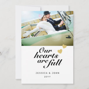 Cartão De Agradecimento Nossos Corações são Cheio 2 Foto de Casamento Obri