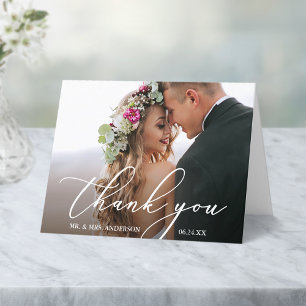 Cartão De Agradecimento Nota De Casamento Da Caligrafia Elegante Moderna