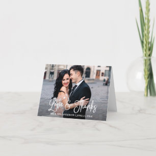 Cartão De Agradecimento Nota de Casamento de Obrigados de Amor com Caligra