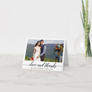 Cartão De Agradecimento Nota de Casamento de Obrigados de Amor com Caligra