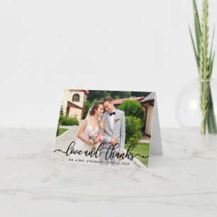 Cartão De Agradecimento Nota de Fotografia de Obrigados e Amor com Script 