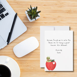 Cartão De Agradecimento Nota Engraçada das Crianças, Maçã Vermelha, Agrade