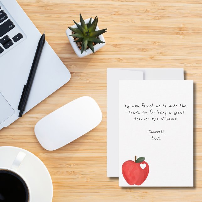 Cartão De Agradecimento Nota Engraçada de Crianças, Maçã Vermelha, Agradec (Criador carregado)