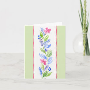 Cartão De Agradecimento Nota Floral em Aquarela Pintada à Mão em Branco