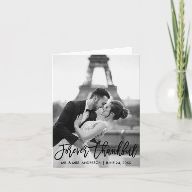 Cartão De Agradecimento Nota Moderna de Casamento de Escova Agradável (Frente)