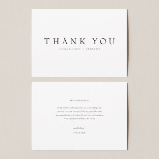 Cartão De Agradecimento Nota Moderna Simples Sem Foto de Casamento W