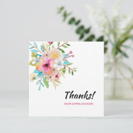 Cartão De Agradecimento Nota Personalizada Floral Cor-de-Rosa Pastel