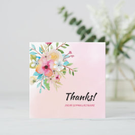 Cartão De Agradecimento Nota Personalizada Floral Cor-de-Rosa Pastel
