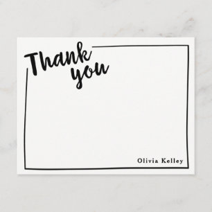 Cartão De Agradecimento Nota Plana Personalizada Obrigado, Script Preto