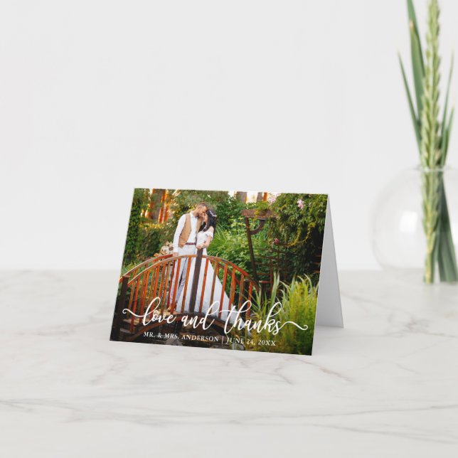 Cartão De Agradecimento Nota sobre Obrigados e Amor de Casamento da Caligr (Frente)