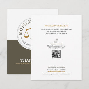Cartão De Agradecimento Notário Móvel Personalizado Assinatura Legal QR Kh