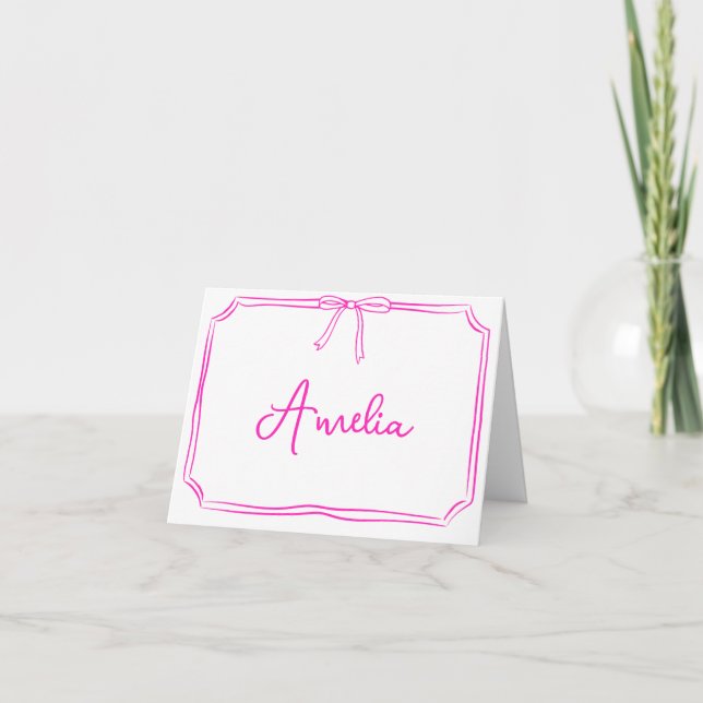 Cartão De Agradecimento Notecard estética de Arco rosa-quente personalizad (Frente)