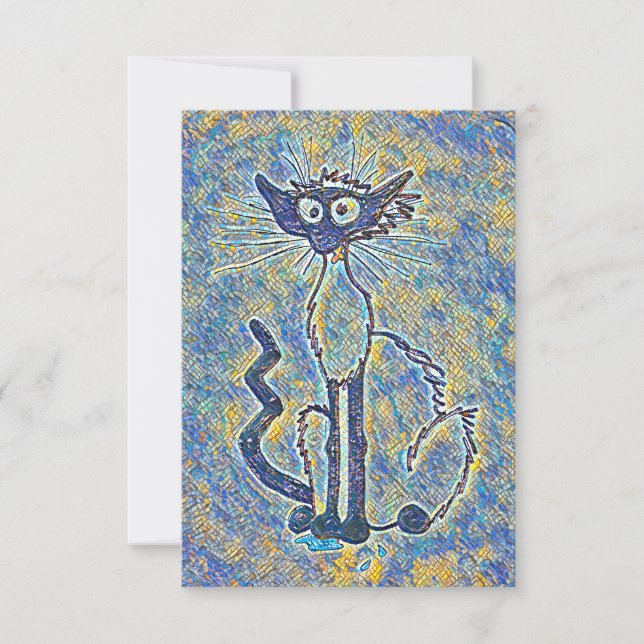 Cartão De Agradecimento Notecard Gato Frazzado (Frente)
