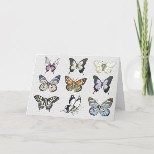 Cartão De Agradecimento Notecard vazio de borboleta aquosa