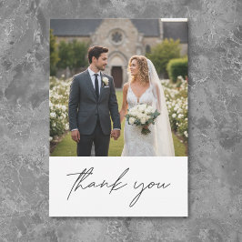 Cartão De Agradecimento Nothing Fancy Just Love Minimalist Photo Wedding