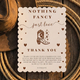 Cartão De Agradecimento Nothing Fancy Just Love Western Rustic Wedding