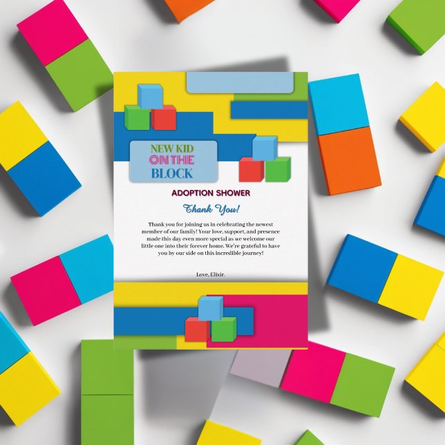Cartão De Agradecimento Nova Criança No Bloco Festa de Bebê de Adoção e Ac (Criador carregado)