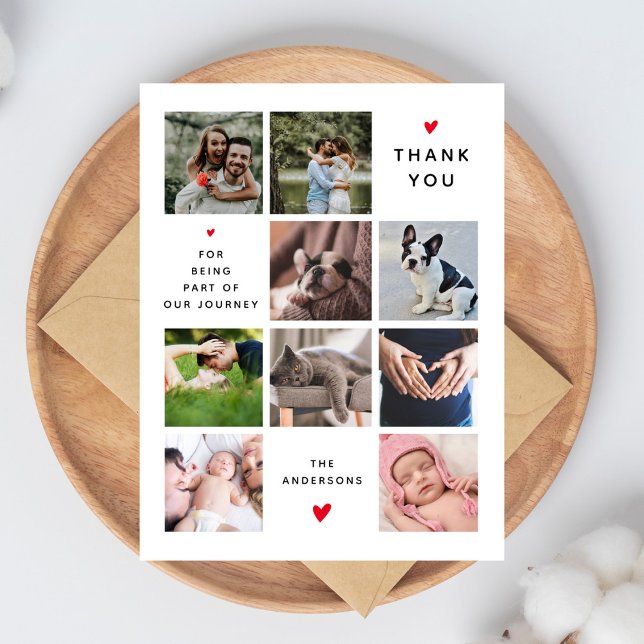 Cartão De Agradecimento Nova Família Bebê Colagem de Fotos Moderna 9 Obrig (Criador carregado)