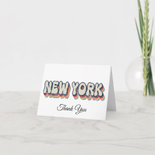 Cartão De Agradecimento Nova York Retro 80s Cidade Cromada