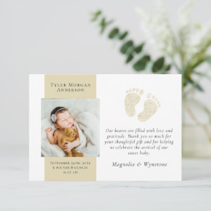 Cartão De Agradecimento Novo Bebê   Foto: Pés-relha Dourada