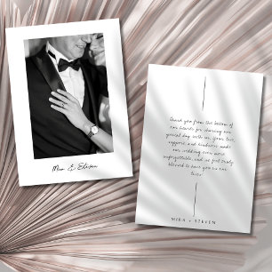 Cartão De Agradecimento Novo casamento de fotos preto e branco