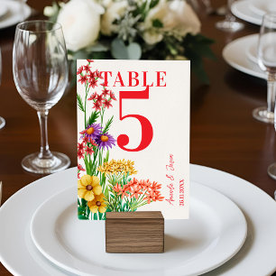 Cartão De Agradecimento Número da Tabela de Casamento Rustic Orange Wildfl