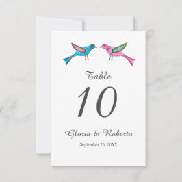 Cartão De Agradecimento Numero da Tabela de Casamentos Mexicanos de Aves A