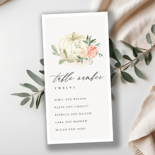 Cartão De Agradecimento Número da Tabela do Gráfico de Pumpkin Floral