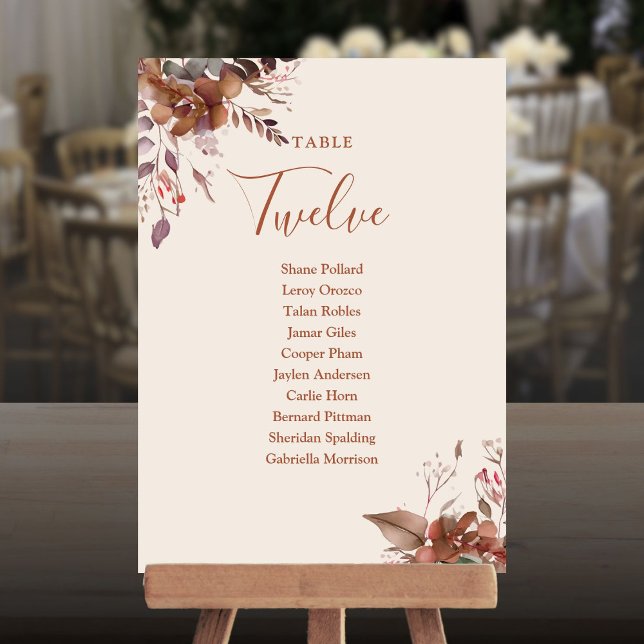 Cartão De Agradecimento Número da Tabela do Plano Floral Russo (Rustic Floral Seating Plan Table Number)