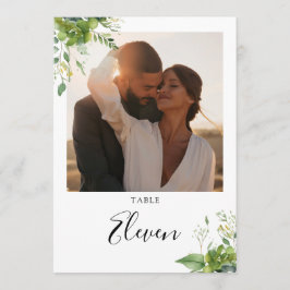 Cartão De Agradecimento Número de Mesa com Foto Floral Verde