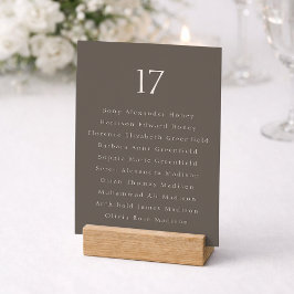 Cartão De Agradecimento Número de Mesa de Casamento Minimalista Bege com L