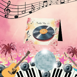 Cartão De Agradecimento número de tabela de cor d'água floral musical