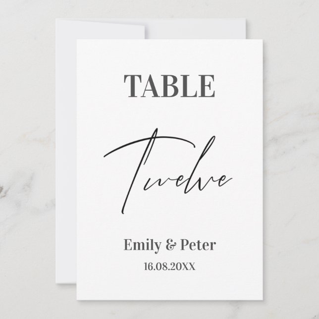 Cartão De Agradecimento Número de Tabela de DOZE Mínimo Moderno de Festa C (Frente)