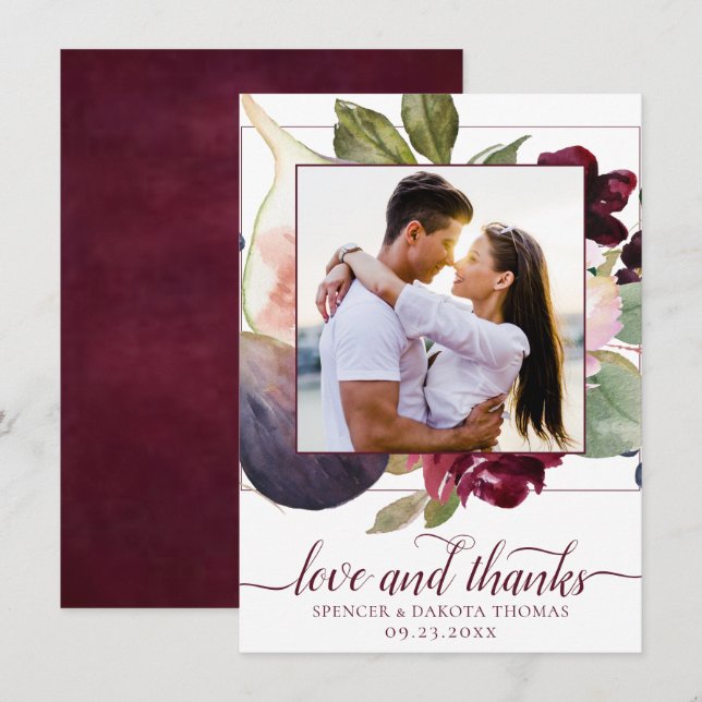 Cartão De Agradecimento Números Blooming | Foto Floral Elegante Russo Mood (Frente/Verso)