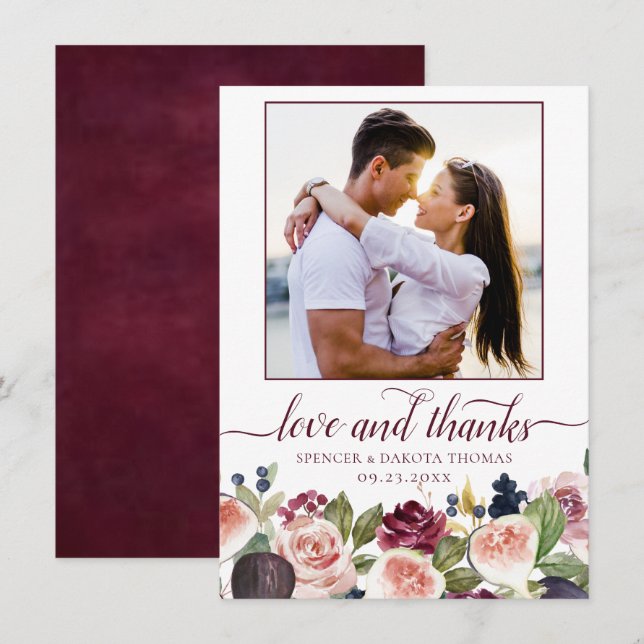 Cartão De Agradecimento Números Blooming | Foto Floral Elegante Russo Mood (Frente/Verso)