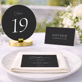 Cartão De Agradecimento Números de Mesa de Casamento Pretos Elegantes 1–19