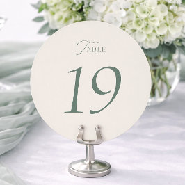 Cartão De Agradecimento Números de Mesa de Casamento Redondos Verde Salvia