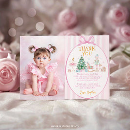 Cartão De Agradecimento Nutcracker Pink Bow Christmas Birthday Photo