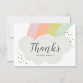 Cartão De Agradecimento Nuvem de Arco-íris Pastel Fofa para Crianças