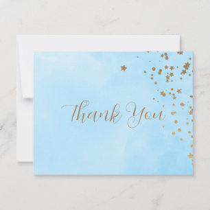 Cartão De Agradecimento Nuvens Azul Pastel Casamento Aquarela