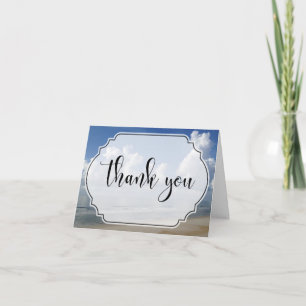 Cartão De Agradecimento Nuvens de Gordura sobre a praia Foto com Crachá Ob