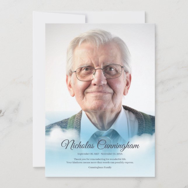 Cartão De Agradecimento Nuvens funerárias memoriais em fotos modernas do c (Frente)