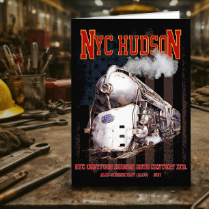 Cartão De Agradecimento NYC Dreyfuss Locomotiva Hudson. Bandeira americana