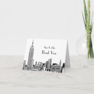 Cartão De Agradecimento NYC Skyline Etch 01 Obrigado