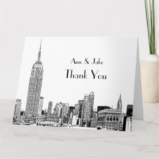 Cartão De Agradecimento NYC Skyline Etch 01 Obrigado XL 8,5x11