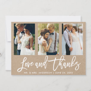 Cartão De Agradecimento O amor do casamento da foto do roteiro 3 da escova