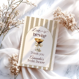 Cartão De Agradecimento O amor é criar Chá de panela de Arco Espresso Mart